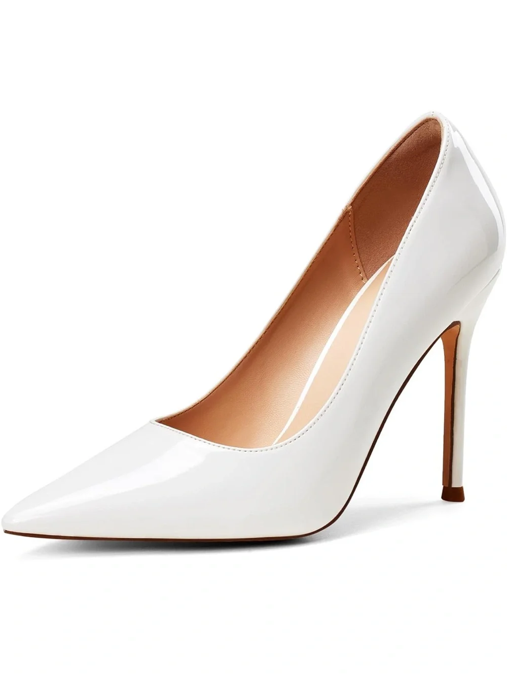Elisabeth Lang Classic White Patent Pointed-Toe Stiletto Pump - Picture 1 of 9